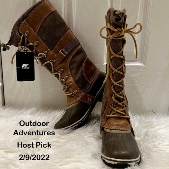 Sorel Shoes - 🎉 Host Pick🎉Sorel Conquest Carly Boots Waterproof Brown Leather Nylon NWT🎉